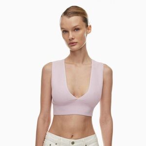 Aritzia Babaton Sculpt Knit Deep V Tank in purple color size XS